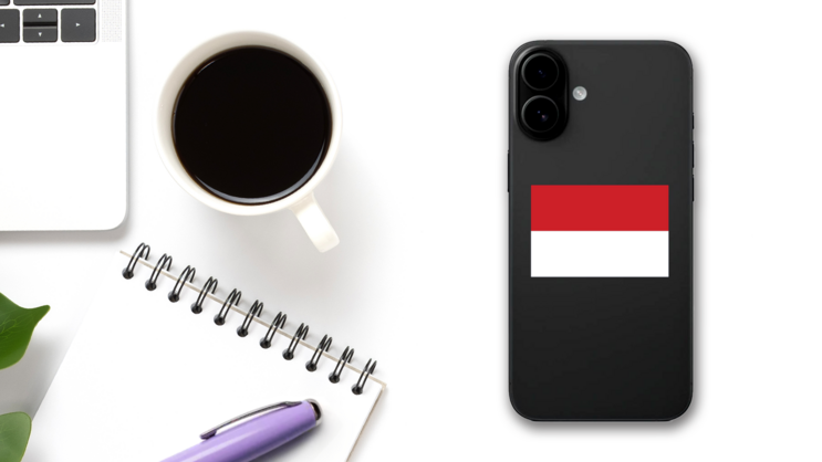 Monaco Flag Sticker on a Phone (New) example