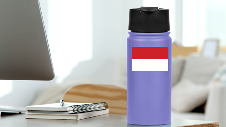Monaco Flag Sticker on a Water Bottle (New) example