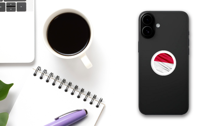 Monaco Rounded Circle Sticker on a Phone (New) example