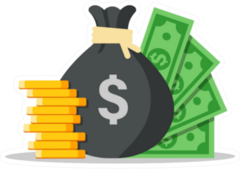 Money Bag Dollars and Coins Illustration Sticker