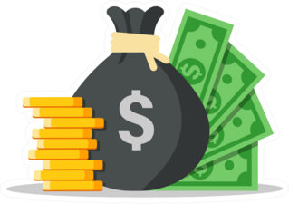 Money Bag Dollars and Coins Illustration Sticker