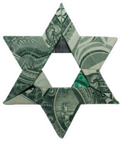 Money Origami Jewish Star Of David Sticker