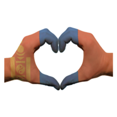 Mongolia Flag Hands Heart Sticker 