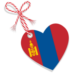 Mongolia Flag Heart Tag Sticker