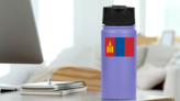 Mongolia Flag Sticker on a Water Bottle (New) example