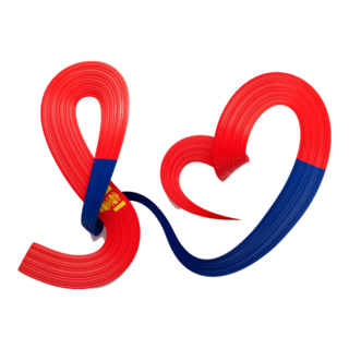 Mongolia Heart Shape Flag Ribbon Sticker