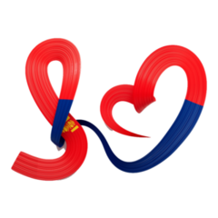 Mongolia Heart Shape Flag Ribbon Sticker