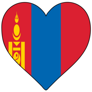 Mongolia Heart Shape Flag Sticker