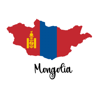 Mongolia Lettering Country Flag Map Sticker