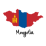 Mongolia Lettering Country Flag Map Sticker