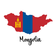 Mongolia Lettering Country Flag Map Sticker