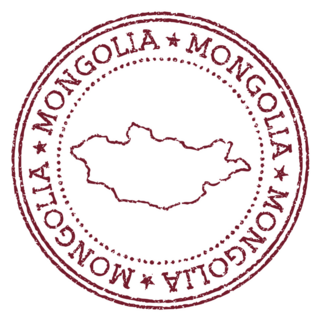 Mongolia Round Rubber Stamp Sticker