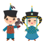 Mongolian Boy And Girl National Costume Sticker