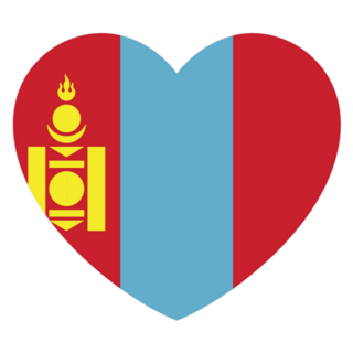 Mongolian Flag In Heart Shape Sticker