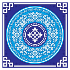 Mongolian Folk Art Blue Sticker