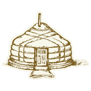 Mongolian Yurt Sketch Sticker