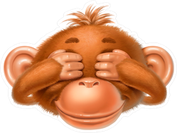 Monkey Covering Eyes Sticker