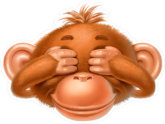 Monkey Covering Eyes Sticker