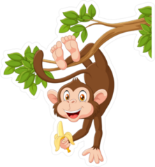 Monkey Hanging And Holding Banana Sticker