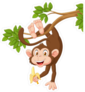 Monkey Hanging And Holding Banana Sticker