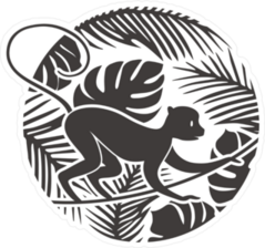 Monkey In Tropical Jungle Sticker
