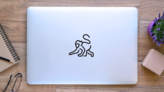 Monkey Line Art Sticker on a Laptop (New) example