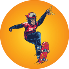 Monkey Skater Design Art Sticker