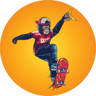 Monkey Skater Design Art Sticker