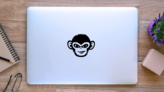 Monkey Sports Mascot Sticker on a Laptop (New) example