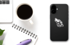 Monochromatic Howling Wolf Sticker on a Phone (New) example