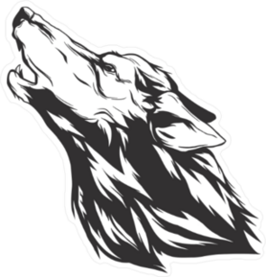 Monochromatic Howling Wolf Sticker