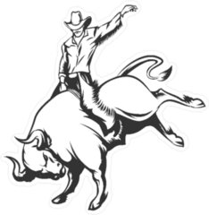 Monochrome Bull Rider Cowboy Sticker