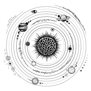 Monochrome Solar System Circle Sticker