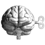 Monochrome Vintage Human Brain With Wind Up Key Sticker