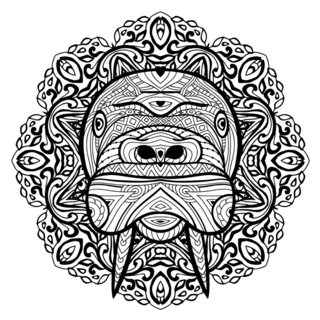 Monochrome Walrus Mandala Sticker
