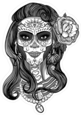 Monochrome Woman With Sugar Skull Makeup Sticker
