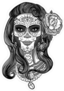 Monochrome Woman With Sugar Skull Makeup Sticker