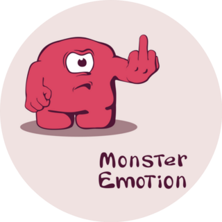 Monster Emoticon Middle Finger Sticker