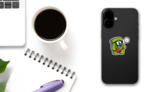 Monster Mascot Reading Character Illustration Sticker on a Phone (New) example