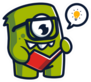 Monster Mascot Reading Character Illustration Sticker