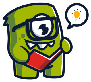 Monster Mascot Reading Character Illustration Sticker