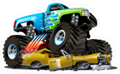Monster Truck Crushing Car Sticker
