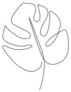 Monstera Leaf Simple Line Art Contour Drawing Sticker