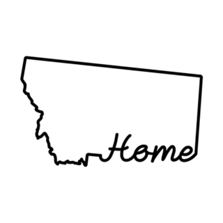 Montana Us State Outline Map With The Word  Home Sticker