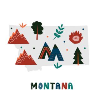 Montana Usa Map Collection Cartoon Sticker