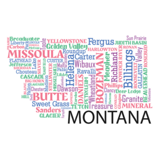 Montana Word Art Design Includes All Counties Sticker