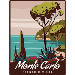 Monte Carlo Retro Poster Sticker