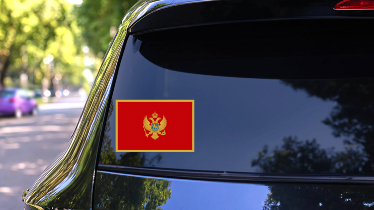 Montenegro Flag Sticker on a Rear Car Window (New) example