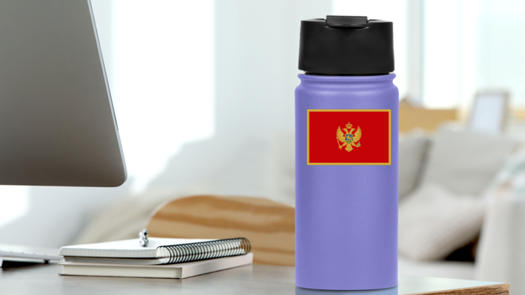 Montenegro Flag Sticker on a Water Bottle (New) example