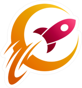 Moon and Rocket Logo Sticker